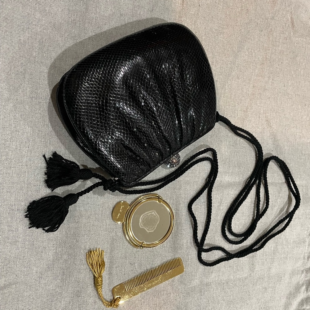 Judith Leiber Black Clutch with Gold Accents